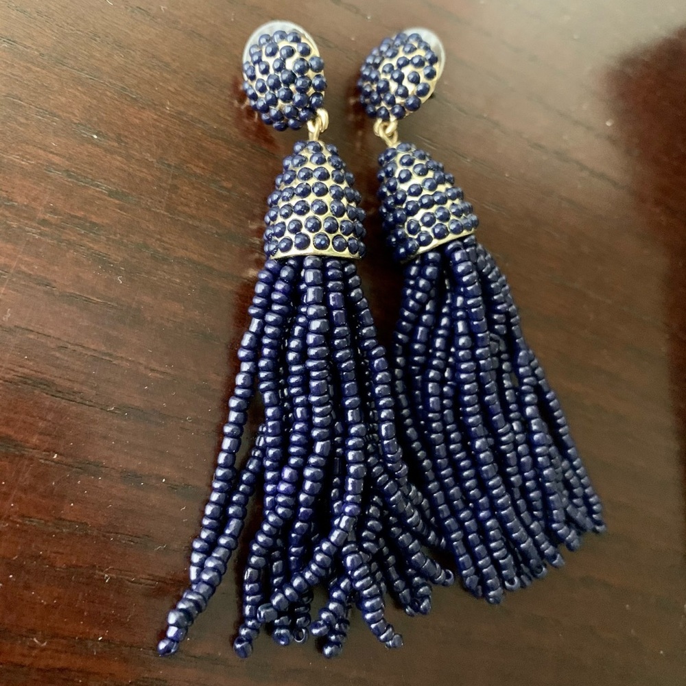 Bauble Bar Navy Tassel Earrings